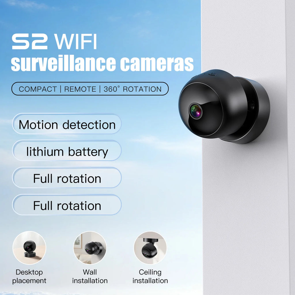 Wireless Security Camera 360° Full Coverage View WiFi HD Motion Detection Night Vision Indoor Outdoor Remote Monitor