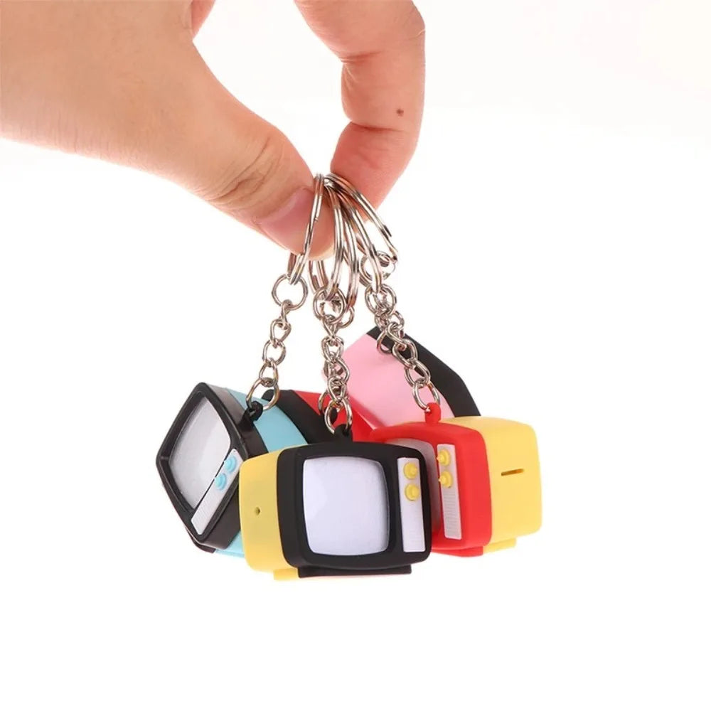 Creative Retro Television Keychain Model  Keychain Pendant Creative Children  Miniature Television Tv Led Keychain Home