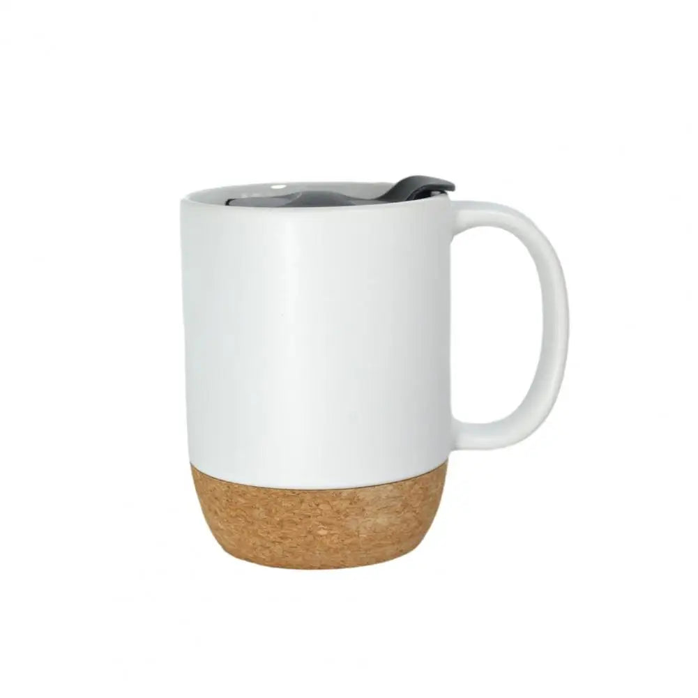 Modern Coffee Mug Leak-proof Coffee Mug 350ml Matte Black Coffee Mug with Grip Handle Cork Bottom Detachable Dustproof Lid