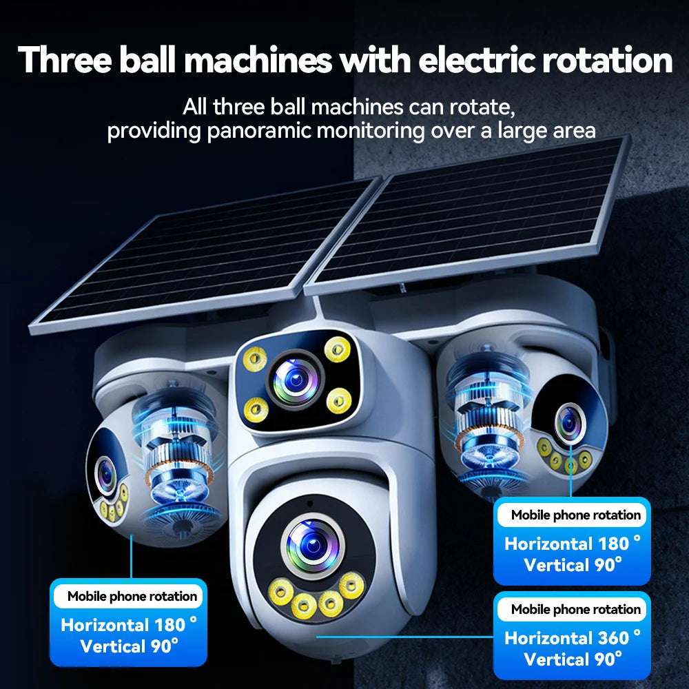 No Wiring Needed! Solar Security Camera 20MP, 360° Auto Tracking, Permanent Power, Full Color Night Vision, 2-Way Audio, IP66