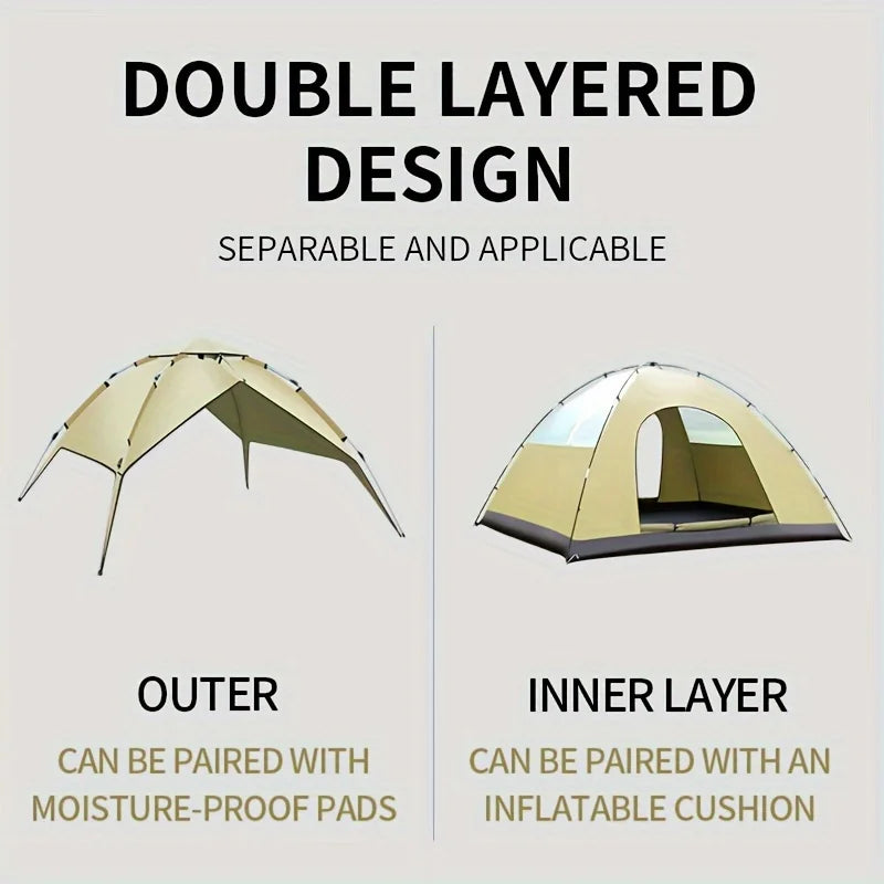 Outdoor Tent Camping Automatic Tent double-deck tents double door tent folding camping tent Beach tent Outdoor Fishing tent