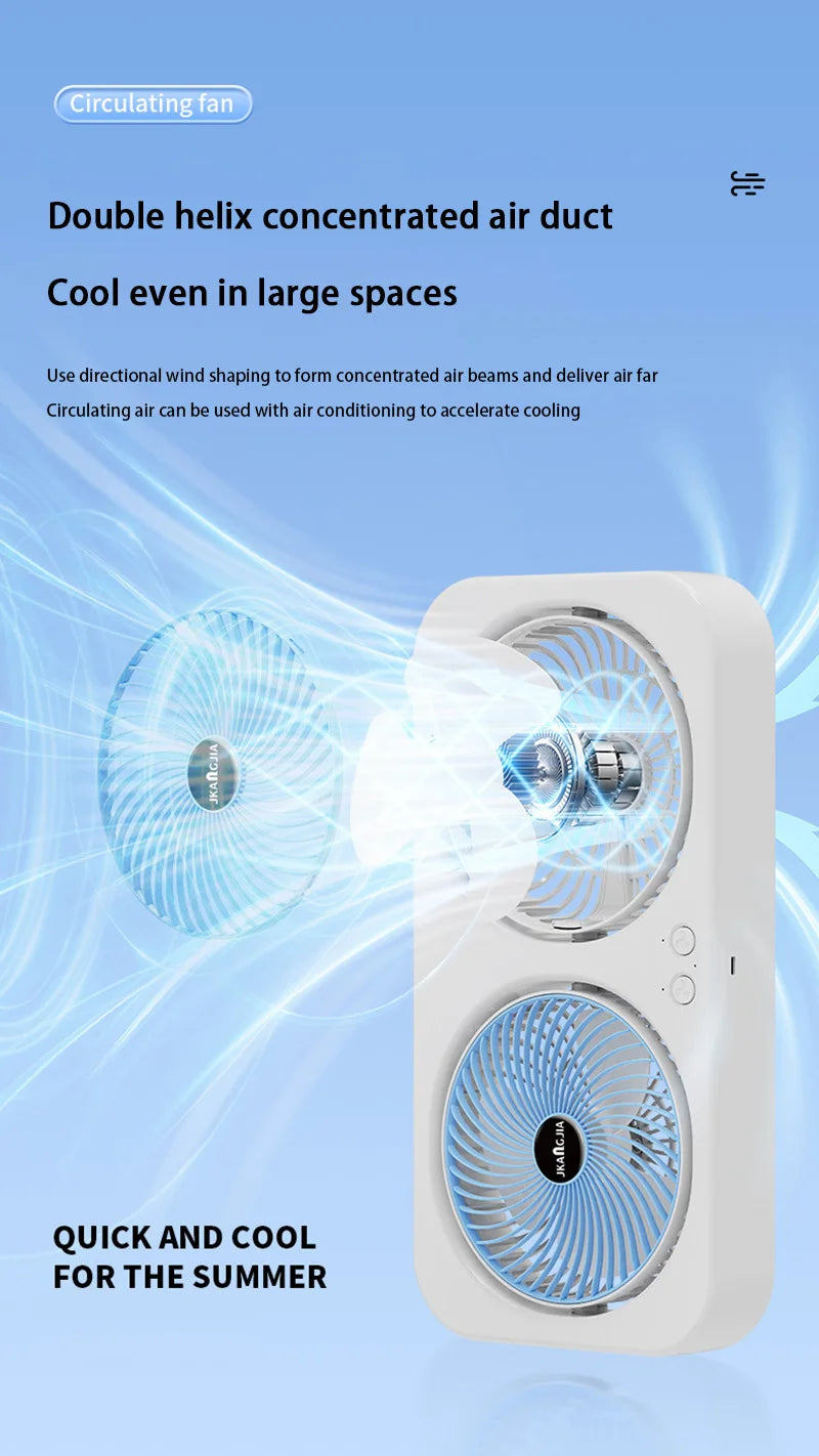Double Head Fan Air Circulation Fan Dormitory Home Silent Charging Desktop Wall Mounted Super Strong Small Electric Fan