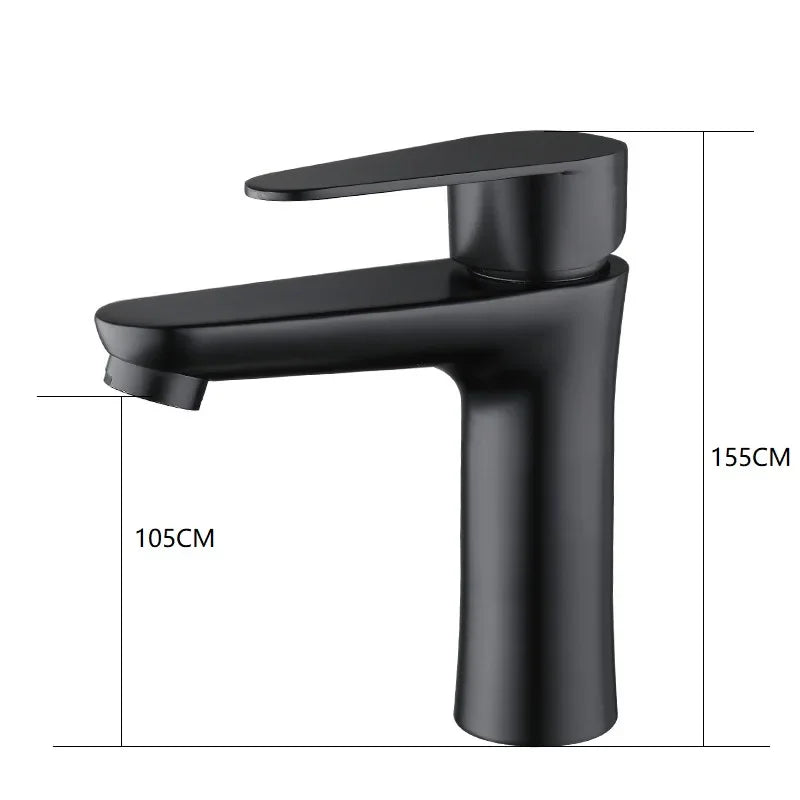 Bathroom Basin Faucet Cold & Hot Water Mixer Sink Tap Black Single Handle High Quality Kitchen Bathroom Accessory