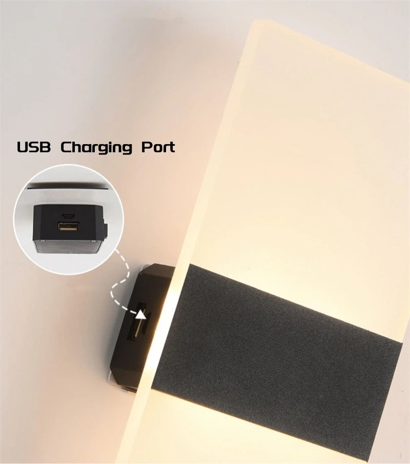 Touch Sensor Switch LED Wall Lamp USB Rechargeable Wireless Acrylic Stair Night Light Bedroom Aisle Kitchen Wall Sconce Lighting