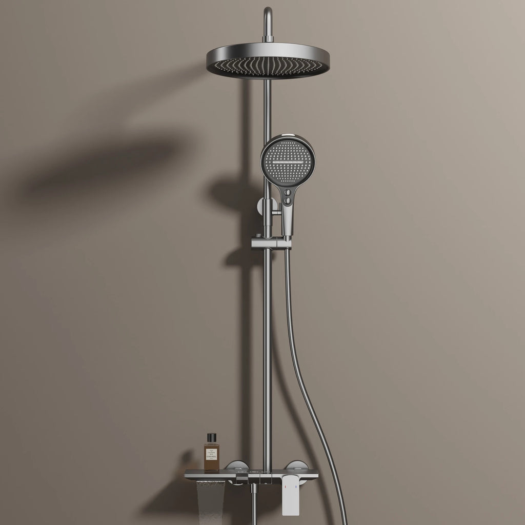 Rose Gold Piano Bathroom Shower System Solid Brass Bathroom Faucet Accessories Rain Shower Head Hot Cold Piano Shower Set