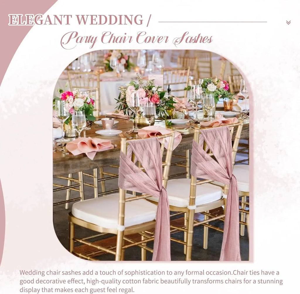 10-100Pcs Terracotta Chair Sashes for Wedding Chair Covers Cheesecloth Chair Bow Sashes Chair Ribbons for Party Ceremony 7x98In