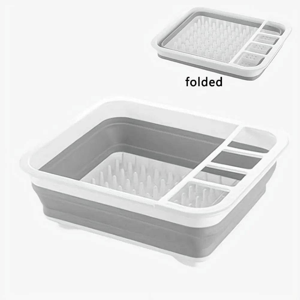Kitchen Foldable Dish Rack Storage Water Leakage Tableware Bowl Dinnerware Drain Bowl Tray Home Drying Rack Washable Plastic