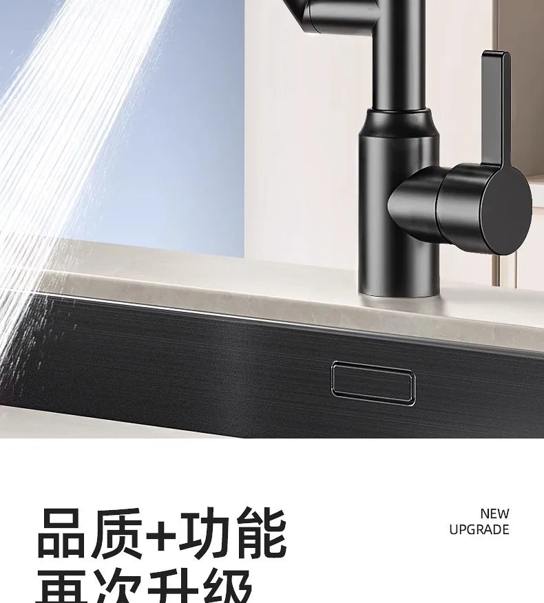 Stainless Steel Faucet Washbasin Bathroom Multi-functional Robotic Arm Universal Rotation for Hot and Cold Water Digital Display