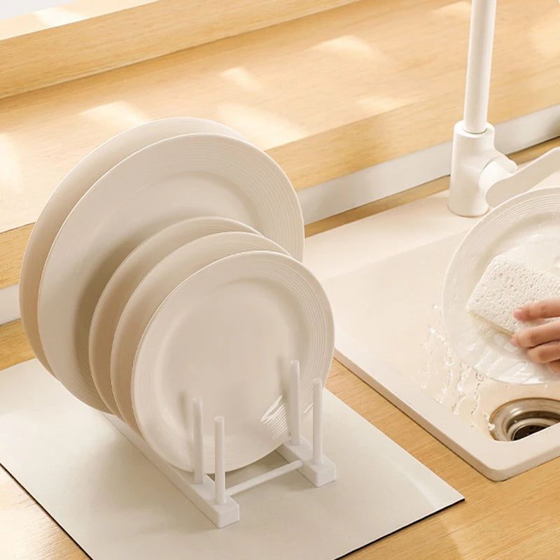 Plastic Dish Drainer Rack Kitchen Pot Lid Storage Rack Desktop Plates Display Shelf Detachable Stand Racks Kitchen Accessories
