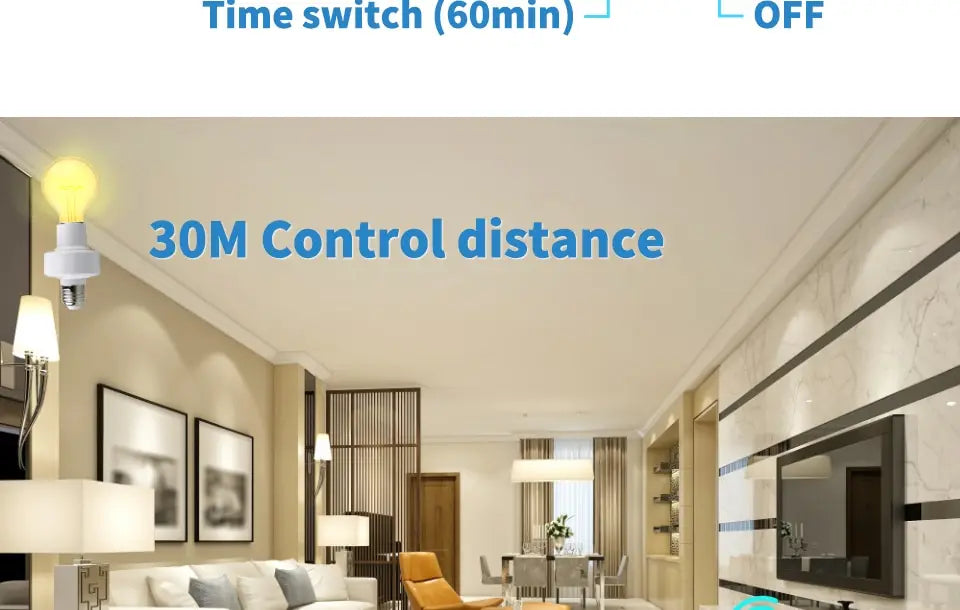 Wireless Remote Control E27 Light Socket Smart Switch LED Lamp Base House Timer Switch WiFi Light Bulb Holder Room Smart Device