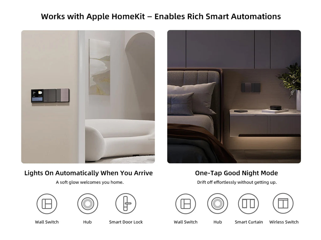 Aqara Z1 Smart Wall Switch ZigBee 3.0 More Control Switch Single Live/Neutral Wire Key Light Button for Smart Home HomeKit APP