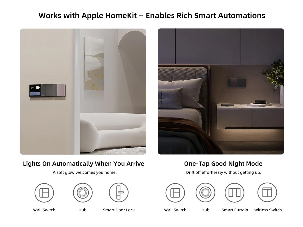 Aqara Z1 Smart Wall Switch ZigBee 3.0 More Control Switch Single Live/Neutral Wire Key Light Button for Smart Home HomeKit APP
