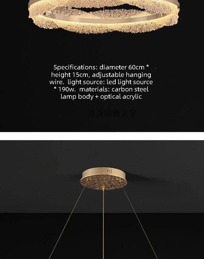 Modern Light Luxury Living Room Chandelier Round Led Hall Light Designer Creative Model Room Bedroom Dining Room Lighting