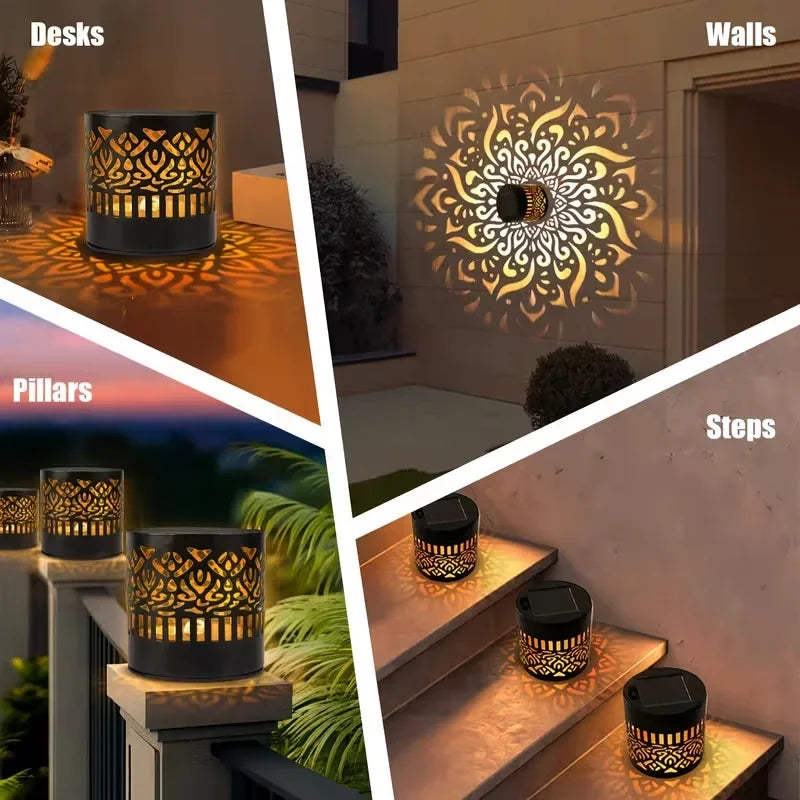 Solar Mandala Sunflower Projector Wall Light Outdoor Garden Decoration Landscape Light for Patio Garden Estate Porch Courtyard