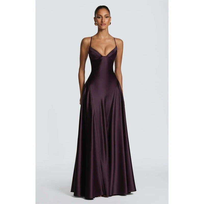 Solid Satin Cowl Neck Women's Dress Elegant Sleeveless Ruched Waist Fishtail Bodycon Lady Vestido 2026 Summer Party Dresses