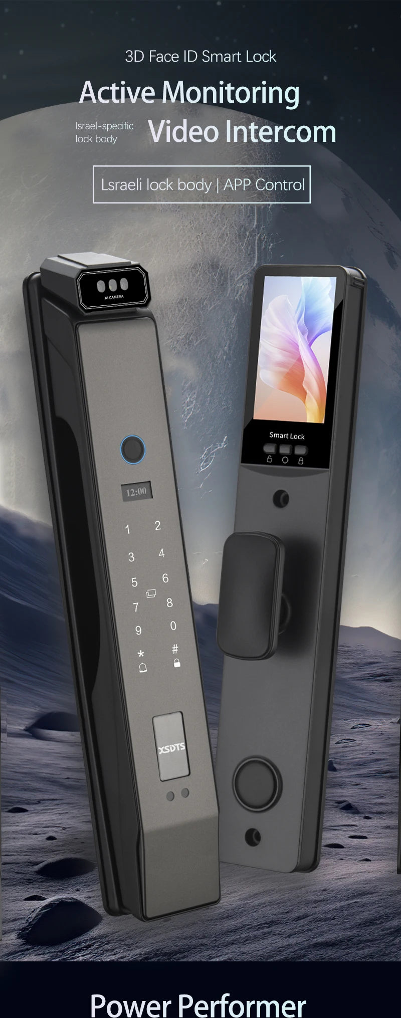 3D Face Real-time Intercom Smart Door Lock Palmar Vein Camera Intelligent Fingerprint Password Biometric Electronic Key Unlock