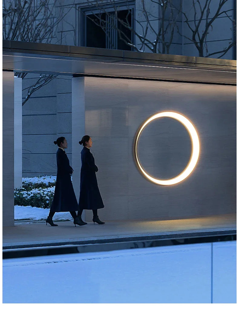 Modern IP65 Waterproof LED Outdoor Wall Light Villa Terrace Garden Street Light Round Moon Background Porch Lamps