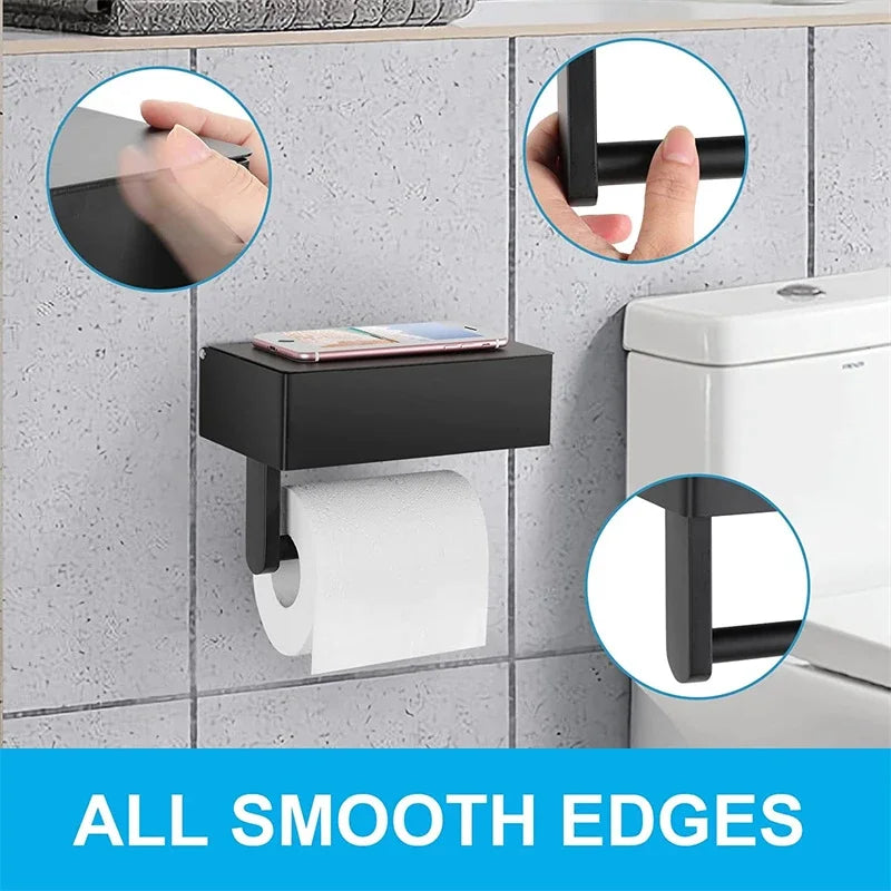 Wall Mount Toilet Paper Holder Bathroom Tissue Accessories Rack Holders Self Adhesive Punch Free Kitchen Roll Paper Accessory