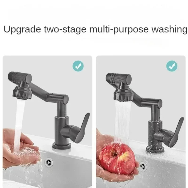 Hot Cold Water Basin Faucet Multifunction Booster Universal Rotating Wash Basin Tap for Bathroom Kitchen Household Mixer Faucet