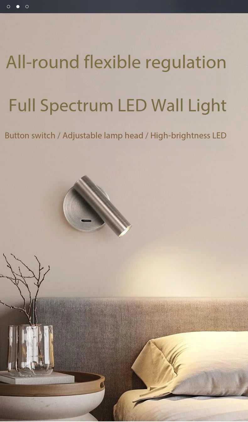Modern LED Wall lights Rotatable Adjustable Reading Lights Bedroom Bedside Living Room Study Room indoor home Lighting Spotlight