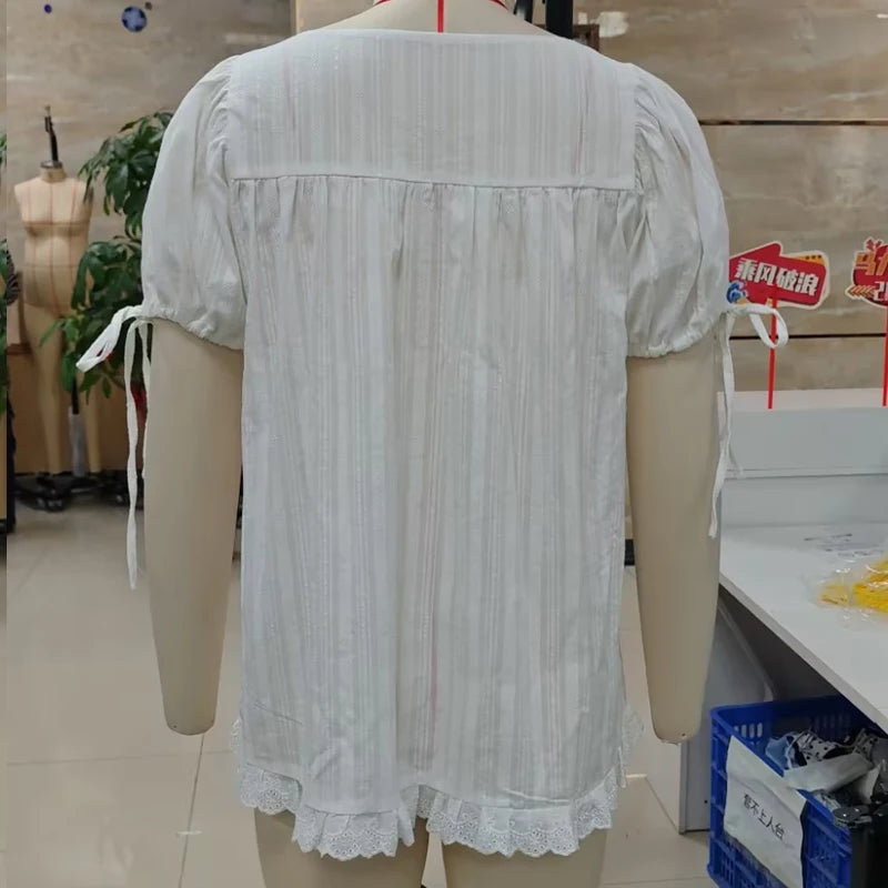 Bohemian Puff Sleeve Maternity Dress Women Square Neck A-line Mini Ruffled Dresses Fairy Vintage Loose Fit Flowy Short Dress