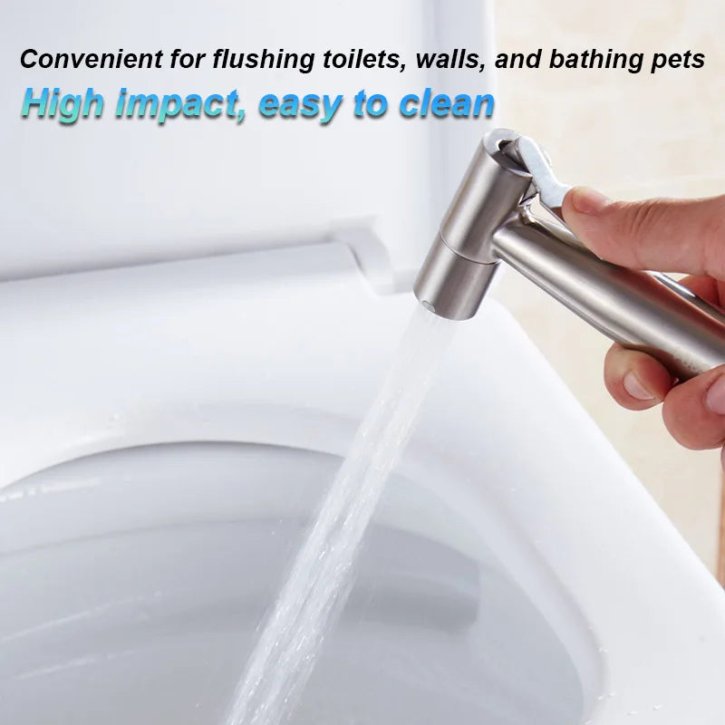 Stainless steel bathroom multi-function handheld toilet spray shower suit toilet spray self-cleaning washing kit