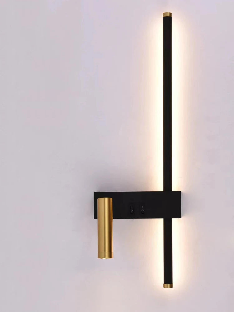 New Reading With Switch Minimalist Wall Lamps Bedroom Bedside Strip Lights Nordic 2023 Master Bedroom Line Background Wall Lamps
