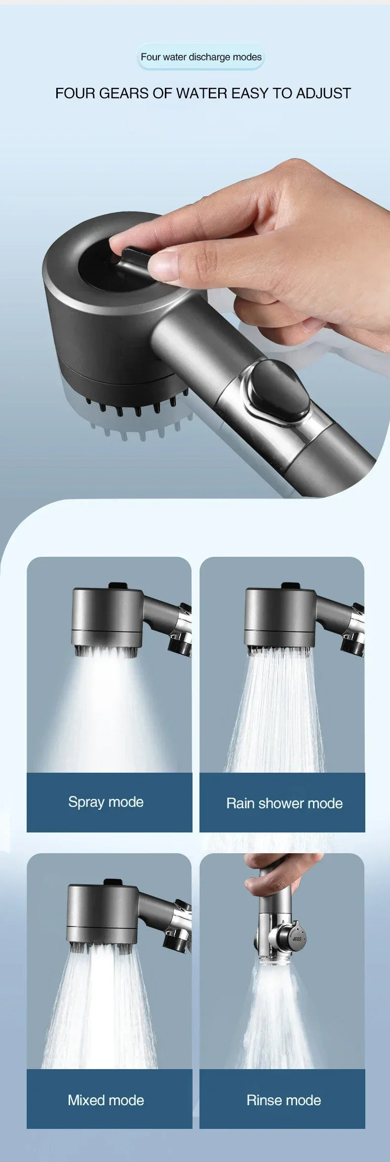 3 Modes Shower Head High Pressure Showerhead Portable Filter Rainfall Faucet Tap Bathroom Bath Home Innovative Accessories