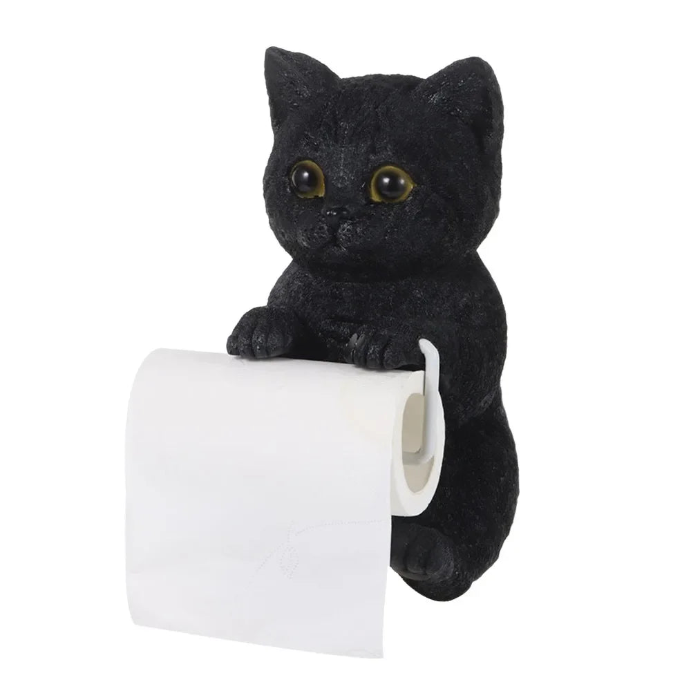Resin Cat Toilet Paper Holder Wall Mounted Storage Dispenser Bathroom Paper Towel Dispenser Kitchen Tissue Dispenser