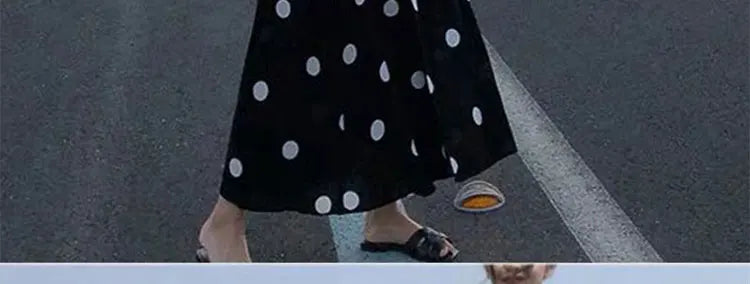 plus Size Polka Dot Chiffon Dr Romantic Slimming Long Skirt V Ne Elastic Waist Summer Faionable Casual Vintage Sle
