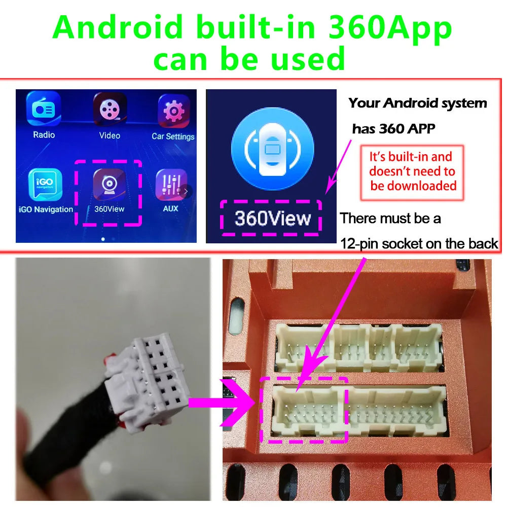 360 camera for car Front and rear left and right cameras for Android multimedia system with built-in 360 camera function