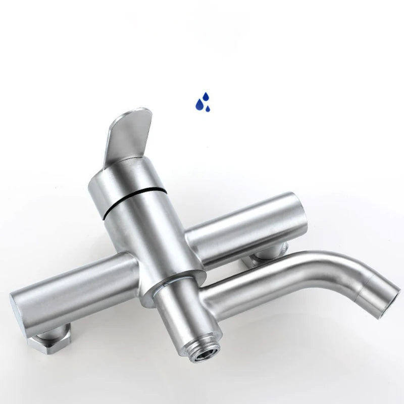 Bathroom Shower Faucets Stainless Steel Triple Bathtub Faucet Mixers Hot Cold Mixer Valve Nozzle Tap Wall Mounted Home Accessory