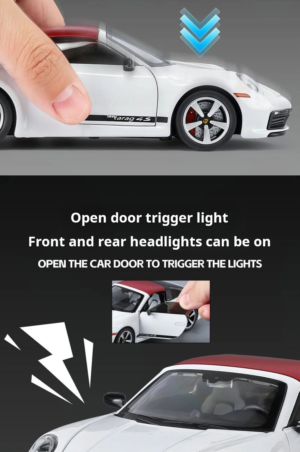 1:32 new folding convertible Porsche 911 alloy car model simulation Sound& light Fashion Exquisite collectibles Boys Toy Gift