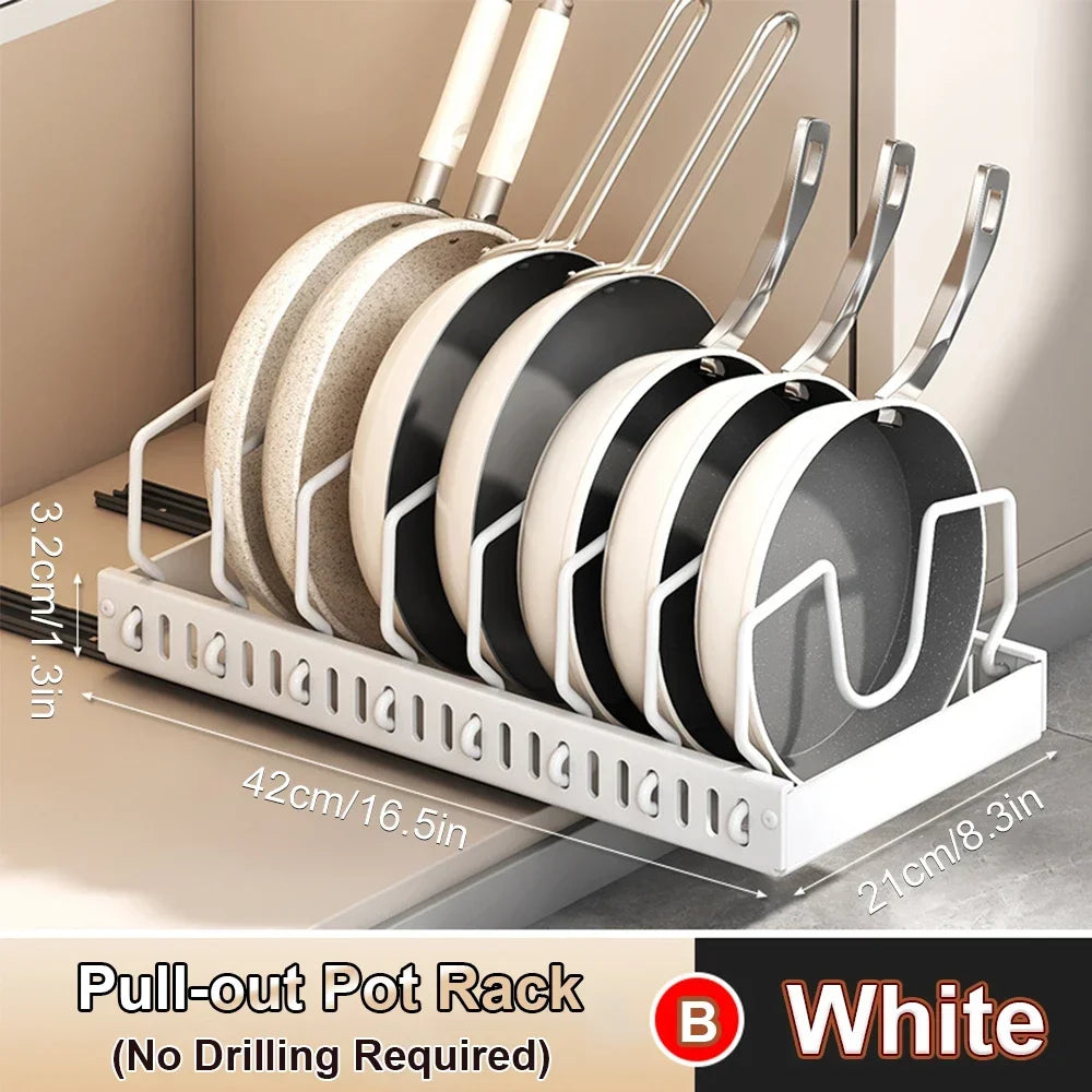 2026 Kitchen Multifunctional Organizer Pull Out for Pots/Pans Sliding Lid Holder Spice Rack & Dish Drying Racks Drawer Organizer