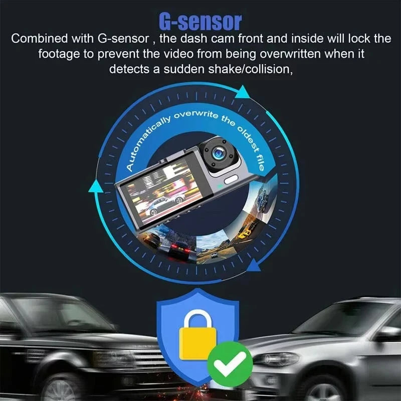 Hd 1080p 3-lens Video Dashcam High-definition Night Vision Of The Vehicle Recorder Car Dvr Registrator Dashcam Camcorder