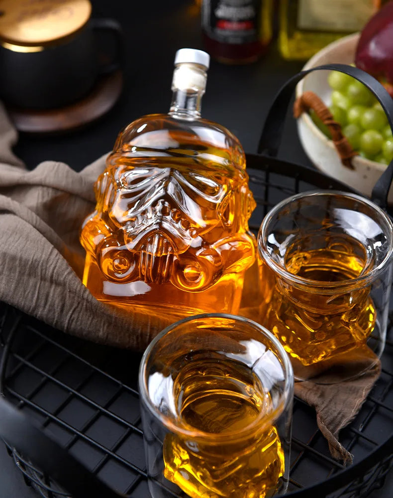Glass Whiskey Decanter Transparent Creative Dispenser Flask Carafe for Wine Scotch Bourbon Vodka Gift Package for Men