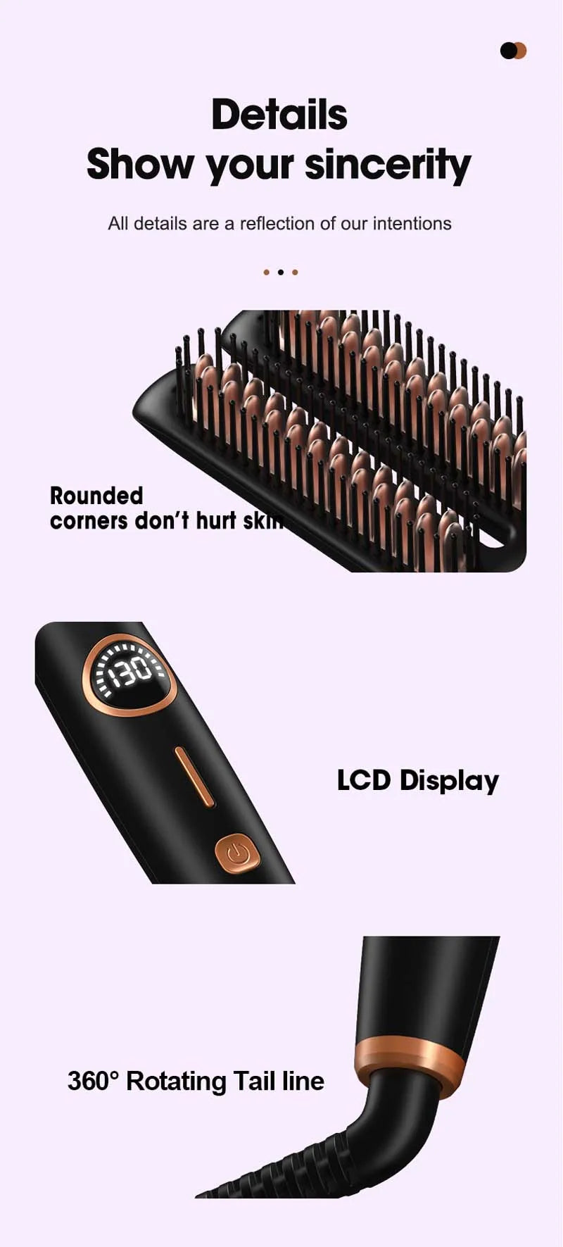 Professional Hair Straightener Brush Ionic Double Heating Plate 5 Temp Ceramic Heating Comb For Fast Lcd Display Styling Tool