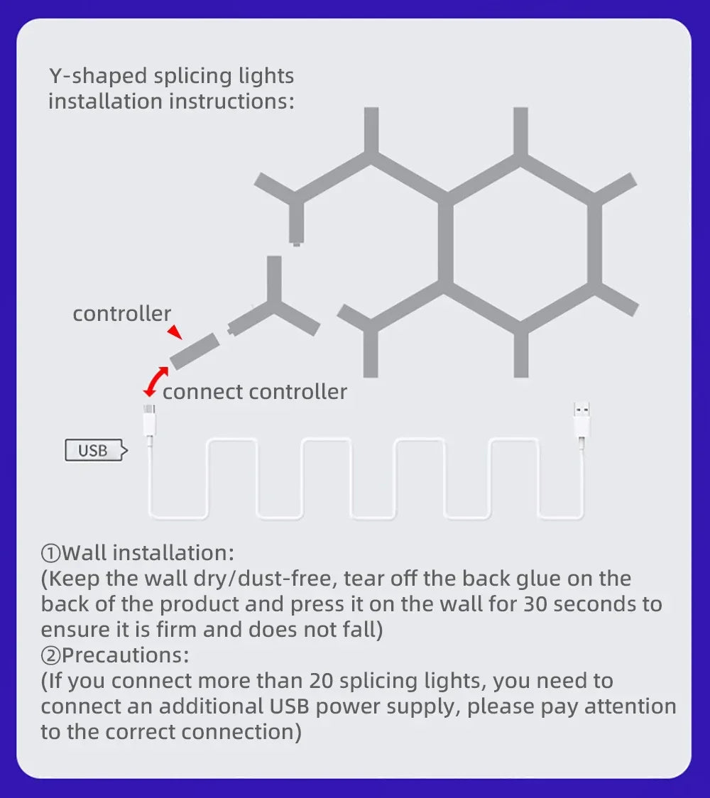WIFI APP Smart Lamp Tuya Music Rhythm Control Splicing Ambient Quantum Lights LED Night Light for Game Room Bedroom Decoration