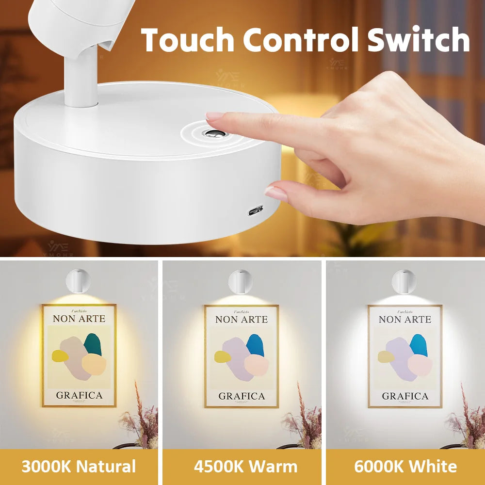 Dual Intelligent Control LED Light Magnetic USB Rechargeable Wall Lights Spotlight Stepless Dimmable Corridor Lamp Bedside Lamp