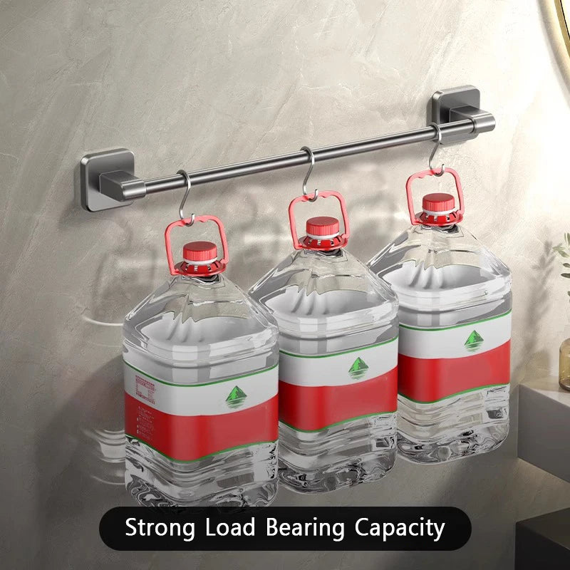 30/40/50/60cm Towel Bar Bathroom Nail-free Towel Rack Grey White Wall Mounted Bath Towel Rack Kitchen Pot Cover Rack Shoe Racks