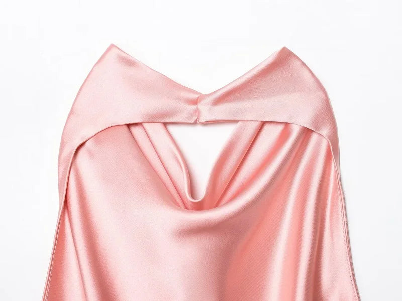 MUJER Satin Halter Tops for Women off Shoulder Backless Tops Woman 2026 Sexy Strapless Women's Tops Camisole Beach Top Female