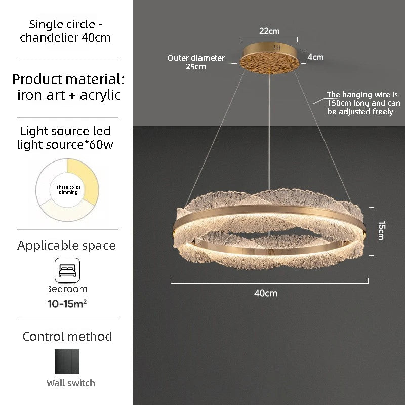 Modern Light Luxury Living Room Chandelier Round Led Hall Light Designer Creative Model Room Bedroom Dining Room Lighting