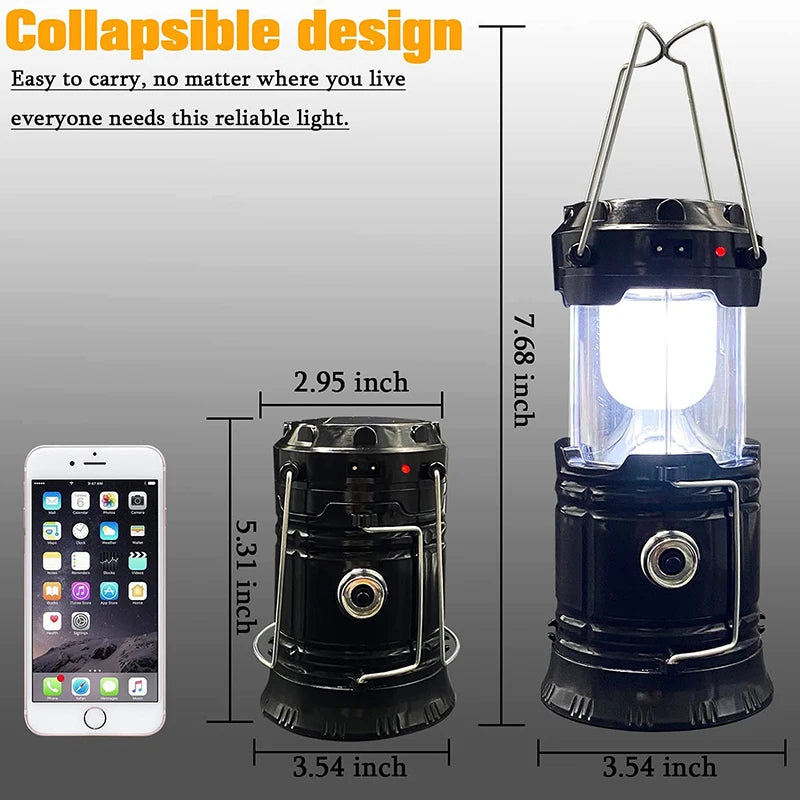 RTS Portable Multifunctional Waterproof Camping Lamp Usb Rechargeable Led Camping Lights Solar Camping Lantern