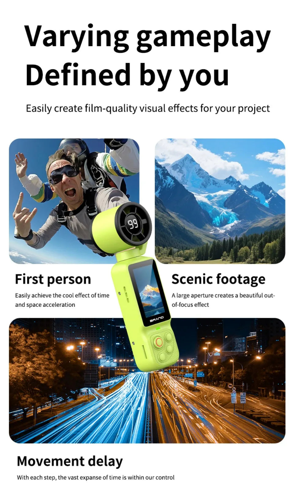 HD 2 in 1 Action Camera with 5 Speed High Speed Cooling Fan Video Recorder For Vlog YouTube Outdoor Shooting Handheld Action Cam