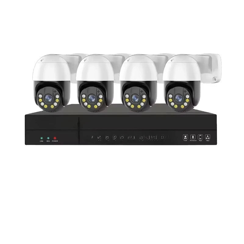 4 Channel 3MP/5MP Dome IP Camera Set with Two-Way Audio Rotating CCTV System, Waterproof 4K POE NVR Kit