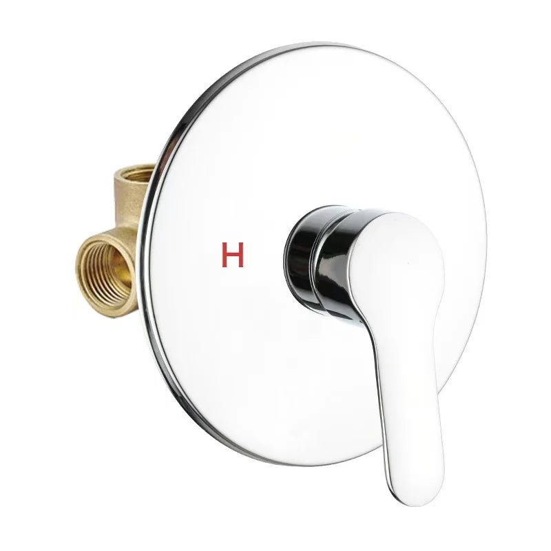 Chrome-Plated Single-Function Shower Mixer Valve - Wall-Mounted, Hot & Cold Water Control for Bathroom Decor, Round Showerhead,