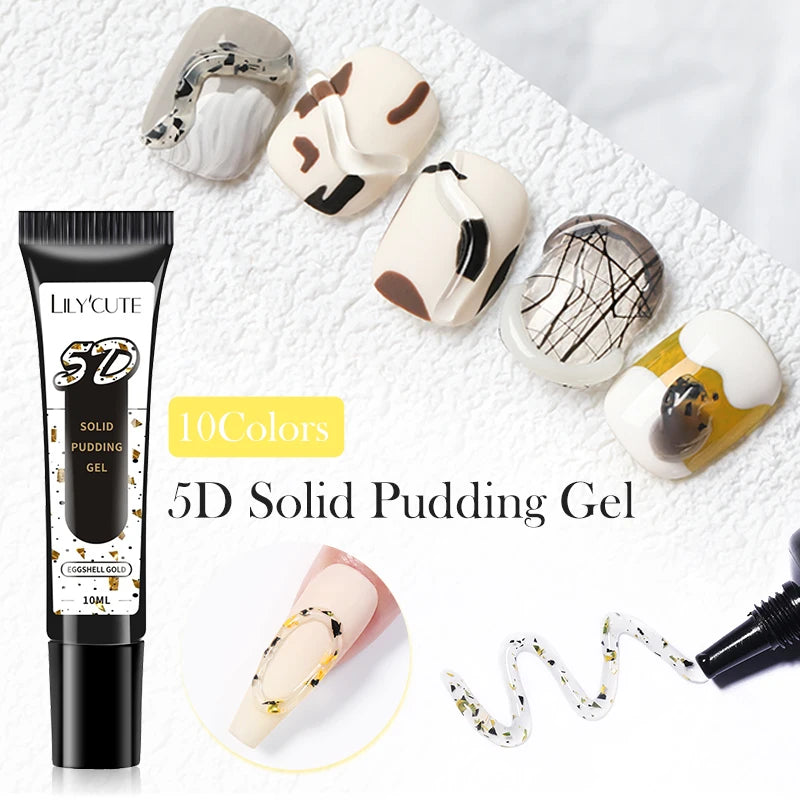 LILY'CUTE 10ml Solid Pudding Emboss Liner Gel Nail Polish Korean-style Painting Texture Modeling Stereoscopic Shaping Nail Art