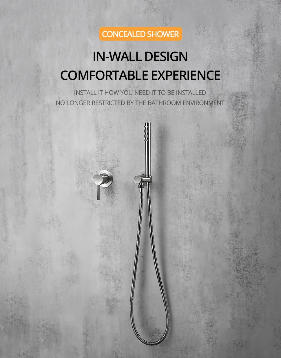 Handheld Bathroom Shower System Brushed Gold Hot And Cold Water Bathtub Mixer Single Handle & Shower Holder Separately Tap Set