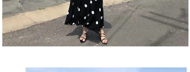 plus Size Polka Dot Chiffon Dr Romantic Slimming Long Skirt V Ne Elastic Waist Summer Faionable Casual Vintage Sle
