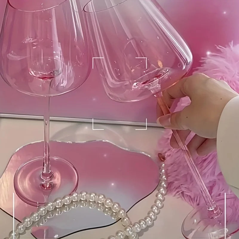 Pink Crystal Wine Glasses Slanted Mouth Goblets  Ideal Valentine'S Day Gift Bars & RestaurantsDay Wine Wine Glasses for Couples